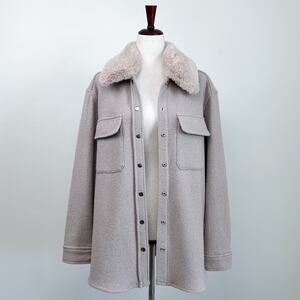 Dillard's A loves A Wool Blend Faux Fur Collar Shacket Coat